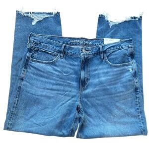 American Eagle Outfitters 90s High Rise Blue Jeans Distressed Plus 18 $70